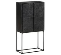 Runheo Buffet Noir en Bois Massif d'acacia et manguier 60x30x120 cm avec 2 Portes et 1 tiroir Meuble de Rangement Pratique pour Salon Salle à Manger entrée Bureau
