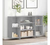 Runheo Buffet Sonoma Gris en Bois d'ingénierie 120x30x75 cm avec 4 étagères, Rangement pour Salon Salle à Manger Cuisine Couloir, Meuble Armoire Console Pratique et Moderne