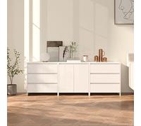 Runheo Buffets 3 pcs en Bois d'ingénierie Blanc, Buffet bahut avec tiroirs et Portes, Meuble de Rangement pour Salon, Salle à Manger, Bureau ou Cuisine, Plateau Solide pour décoration Pratique