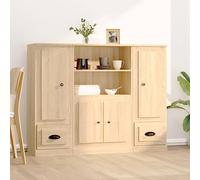 Runheo Buffets 3 pièces chêne Sonoma en Bois d'ingénierie 132x35,5x103,5 cm, Buffet bahut Rangement avec tiroirs et Portes pour Salon Salle à Manger Cuisine Bureau