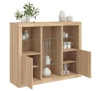 Runheo Buffets Buffet bahut Enfilade avec lumières LED en Bois d'ingénierie chêne Sonoma 123x37x100 cm 3 pièces pour Salon Salle à Manger Rangement décor
