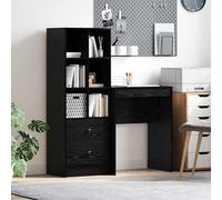 Runheo Bureau avec tiroirs et étagères en Bois d'ingénierie, Meuble de Travail Contemporain avec Rangement, idéal pour Ordinateur, Poste de étude, Chambre étudiant, Angle Pliable