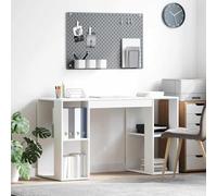 Runheo Bureau Blanc avec étagère 130 x 50.5 x 75 cm en Bois d'ingénierie pour Espace de Travail Ergonomique à Domicile, idéal pour Ordinateur, Rangement, étude, Gaming et activités créatives