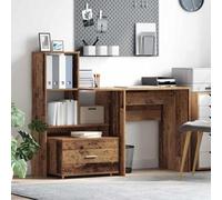 Runheo Bureau en Bois Ancien 131,5 x 50 x 106,5 cm avec tiroirs, étagères, Rangement, Design Ergonomique Adaptable pour Chambre, étude, Bureau, Ordinateur, Gaming, Assis-Debout