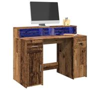 Runheo Bureau en Bois d'ingénierie avec éclairage LED RVB Grand Espace de Rangement pour Ordinateur PC Portable Gaming étudiant Chambre Enfant Ergonomique Compact Angle Pliable réglable Assis