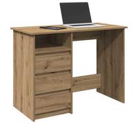 Runheo Bureau en Bois d'ingénierie chêne Artisanal 102x50x75 cm avec Rangement, Design Ergonomique, idéal pour étude, Travail ou Gaming, Facile à Assembler, Usage Assis ou Debout