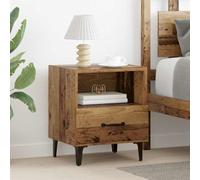 Runheo Cabinet de Chevet Bois Ancien 40 x 35 x 47.5 cm Set 2 pcs avec tiroir Rangement étagère pour Chambre Salon Style Rustique Industriel Moderne