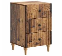 Runheo Cabinet de Chevet Bois Ancien 43 x 41 x 66,5 cm avec 3 tiroirs métal Commode Rangement pour Chambre Salon dortoir Usage intérieur Design Moderne scandinave Industriel