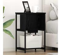 Runheo Cabinet de Chevet Chêne Noir 38 x 31 x 61 cm Bois d'ingénierie Commode Rangement Table appoint avec tiroir et Station de Charge pour Chambre lit Salon Moderne Industriel