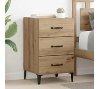 Runheo Cabinet de Chevet en Bois d'ingénierie chêne Artisanal 40 x 40,5 x 66 cm avec Pieds en Fer Robustes Rangement tiroir Commode Moderne Chambre Salon dortoir