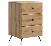 Runheo Cabinet de Chevet en Bois d'ingénierie chêne Artisanal 43 x 41 x 66,5 cm avec 3 tiroirs, Rangement Pratique pour Chambre Salon dortoir Adulte Enfant, Meuble Commode Vintage Moderne