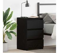 Runheo Cabinet de Chevet en Bois d'ingénierie chêne Noir 40 x 35 x 62,5 cm avec 3 tiroirs Rangement, Commode pour Chambre Salon Bureau Style Rustique Moderne