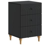 Runheo Cabinet de Chevet en Bois d'ingénierie Noir 43 x 41 x 66,5 cm avec 3 tiroirs, Meuble de Rangement Multifonction pour Chambre, Salon, Bureau, Style Moderne Industriel scandinave