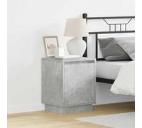 Runheo Cabinet de Chevet Gris béton en Bois d'ingénierie 39 x 34,5 x 50 cm avec Porte à charnière Rangement Pratique et éclairage LED USB pour Chambre Salon Bureau Cosy