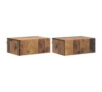 Runheo Cabinet de Chevet Mural 2 pcs en Bois Ancien 49 x 34,5 x 20 cm avec tiroirs, Rangement Suspendu Moderne pour Chambre, Salon, dortoir, Meuble Commode Multifonction Pratique
