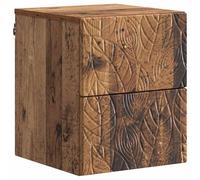 Runheo Cabinet de Chevet Mural Bois Ancien 34,5 x 33 x 40 cm avec 2 tiroirs, Rangement Suspendu Polyvalent pour Chambre lit Salon, Meuble Commode Design Moderne scandinave Vintage