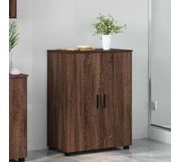 Runheo Cabinet de Salle de Bain en Bois d'ingénierie chêne Brun 60 x 35 x 80 cm avec 2 Portes, Meuble Rangement sous Vasque, Colonne Placard pour Salle Bain, Design Moderne et