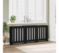 Runheo Cache-radiateur noir en bois 205 x 21,5 x 83,5 cm avec design à lattes, étagère pratique, facile d'entretien, montage mural, idéal pour le salon, la salle de bain ou la chambre à coucher