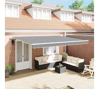 Runheo Cadre d'auvent blanc en aluminium, 500 x 300 cm, rétractable avec télécommande, résistant aux intempéries et aux UV, idéal comme protection solaire pour jardin, balcon, terrasse, autoportant ou