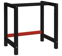 Runheo Cadre de Bureau Industriel en métal Noir et Rouge 80x57x79 cm avec Pied Support réglable et Trou pré-percé pour Table, établi, Meuble Salon ou Bricolage
