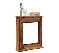 Runheo Cadre de cheminée en Bois d'ingénierie Vieux Bois 75x20x87,5 cm pour Foyer électrique, Support décoratif avec étagère, Compatible Flamme LED, idéal pour Salon Maison Jardin