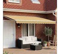 Runheo Cadre de Store Manuel avec LEDs 4,5 × 3,5 m, Toile et occultante pour terrasse Jardin Balcon, Armature Aluminium Peinture en Poudre, Protection Solaire et ombrage extérieur