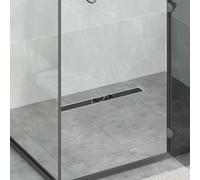 Runheo Canalisation de douche avec couvercle en verre trempé, siphon à 360° réglable, 60 cm acier inoxydable 304, kit d'installation avec pieds ajustables, pour rénovation intérieure