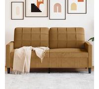 Runheo Canapé à 2 Places Marron Velours 140 cm avec Cadre métal Stable et Mousse Confortable pour Salon séjour Chambre Bureau Style Moderne scandinave Vintage Relax Convertible