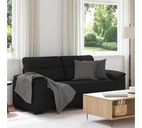 Runheo Canapé à 2 Places Noir en Tissu Polyester 180x81x84 cm avec Cadre Bois et métal, Banquette Confortable et Robuste pour Salon, Bureau ou Chambre, Accessoires Larges pour détente et Rangement