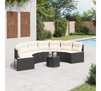 Runheo Canapé de Jardin Demi-Rond Noir en résine tressée avec Table Basse et Coussins Amovibles pour terrasse Balcon Patio Piscine détente extérieur modulable Ensemble siège