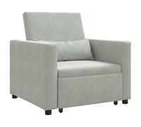 Runheo Canapé-lit escamotable Simple Gris Clair en Velours Doux avec Dossier réglable et Roues, siège Convertible 3-en-1 pour Salon Bureau Chambre, Structure Acier Durable et Design Moderne élégant