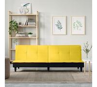 Runheo Canapé-lit Jaune Clair en Tissu 200x89x70 cm Convertible clicclac modulable réversible avec Dossier inclinable pour Salon séjour Chambre Bureau scandinave Moderne Vintage