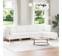 Runheo Canapé modulaire avec Rangement 5 pièces en Tissu Blanc pour Salon Contemporain, Ensemble Meuble avec tiroirs, étagères et Pouf, idéal pour Organisation et décoration Moderne