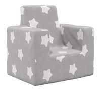Runheo Canapé pour enfant gris clair avec étoiles, peluche douce, 52 x 38 x 50 cm, housse amovible, rembourrage en mousse, durable et confortable pour chambre d'enfant et jeux