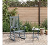 Runheo Chaise à bascule avec table pliante grise en bois massif de peuplier - 62 x 83 x 115 cm - Ensemble en bois robuste pour balcon, terrasse, salon - Avec accoudoirs et design ergonomique pour se
