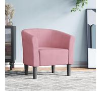 Runheo Chaise Cabriolet Rose Velours avec accoudoirs rembourrés, siège Confortable 70x56x68 cm, Cadre Bois de pin Stable, idéale Salon Chambre Bureau Design intérieur