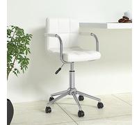 Runheo Chaise de bureau pivotante en cuir synthétique blanc avec vérin à gaz ergonomique réglable en hauteur et rotation à 360 degrés pour bureau à domicile, bureau et jeu