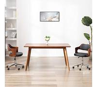 Runheo Chaise de bureau pivotante noire avec cadre en bois de buisson et revêtement en cuir synthétique, réglable en hauteur avec roulettes, dossier ergonomique et accoudoir pour bureau, bureau à