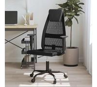Runheo Chaise de bureau réglable en hauteur noire avec tissu en maille et cuir synthétique, chaise pivotante ergonomique avec accoudoirs et appui-tête pour bureau à domicile et bureau