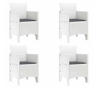 Runheo Chaise de Jardin Blanche en polypropylène 4 pcs 53 x 49 x 85 cm Confort Assise Dossier accoudoir pour terrasse extérieur Patio Balcon Jardin
