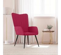 Runheo Chaise de Relaxation Velours Rouge Bordeaux avec accoudoirs et Dossier rembourré, Fauteuil Confortable en Tissu, Structure Acier Durable pour Salon Bureau Chambre Lecture et Coin