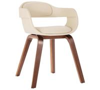 Runheo Chaise de Salle à Manger Blanche en Bois courbé et Similicuir rembourré avec Dossier Ergonomique et accoudoir, siège Confortable 49x51x70 cm pour Cuisine, Salon, Style scandinave Moderne