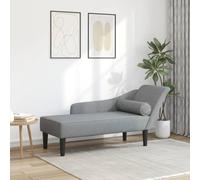 Runheo Chaise longue en tissu gris clair avec coussin, 141 x 55,5 x 66,5 cm, rembourrée, ergonomique, avec dossier et accoudoir, idéale pour salon, chambre à coucher, bureau, chaise longue relaxante