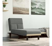 Runheo Chaise longue en tissu gris foncé réglable avec dossier et accoudoir, rembourrée, ergonomique, pour salon, chambre à coucher, bureau, coin lecture - Chaise longue relaxante pour s'allonger, se