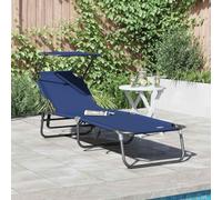 Runheo Chaise Longue Pliante Bleu en Tissu Oxford 190 x 57 x 81 cm avec Dossier inclinable, Fauteuil Relax pour Jardin terrasse Piscine, Chaise Bain de Soleil Pliable Confortable et Robuste