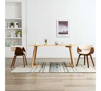 Runheo Chaises à Manger crème Lot de 2 en Bois courbé et Similicuir avec Dossier Ergonomique et Pieds Robustes pour Cuisine Salle à Manger Design Moderne Confortable