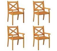 Runheo Chaises à Manger d'extérieur en Bois d'acacia Massif Lot de 4 avec accoudoirs Design élégant pour terrasse Jardin Balcon Patio détente Repas Confort Ergonomique