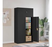 Runheo Classeur Noir en Acier Enduit de Poudre 90x40x180 cm avec 3 étagères réglables, Serrure métallique sécurisée, Meuble de Rangement Polyvalent pour Bureau, Chambre, Salon ou Atelier