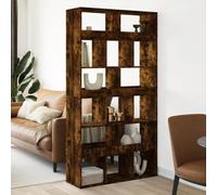 Runheo Cloison de séparation chêne fumé en Bois d'ingénierie 15 Compartiments 100 x 33 x 187,5 cm Meuble bibliothèque Rangement Salon Bureau Chambre