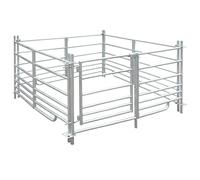 Runheo Clôture à 4 côtés en acier galvanisé - 137 x 137 x 92 cm - Avec portail et serrure - Pour écurie, pâturage, élevage, élevage, mouton, chèvre, cheval, volaille